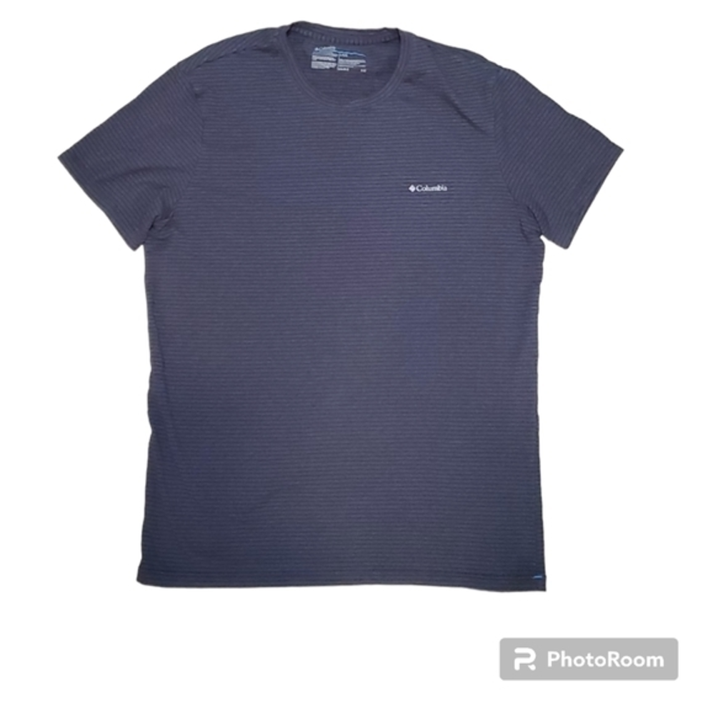 Columbia Men's‎ Blue Gray Striped Short Sleeve T-Shirt Large